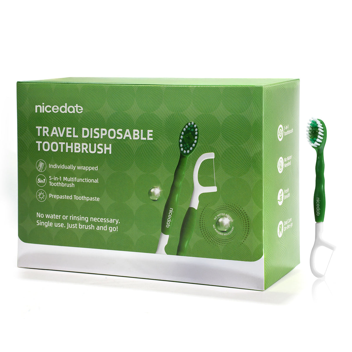 Nicedae Travel Size Toothbrush with Prepasted Toothpaste 60Pcs Set ...